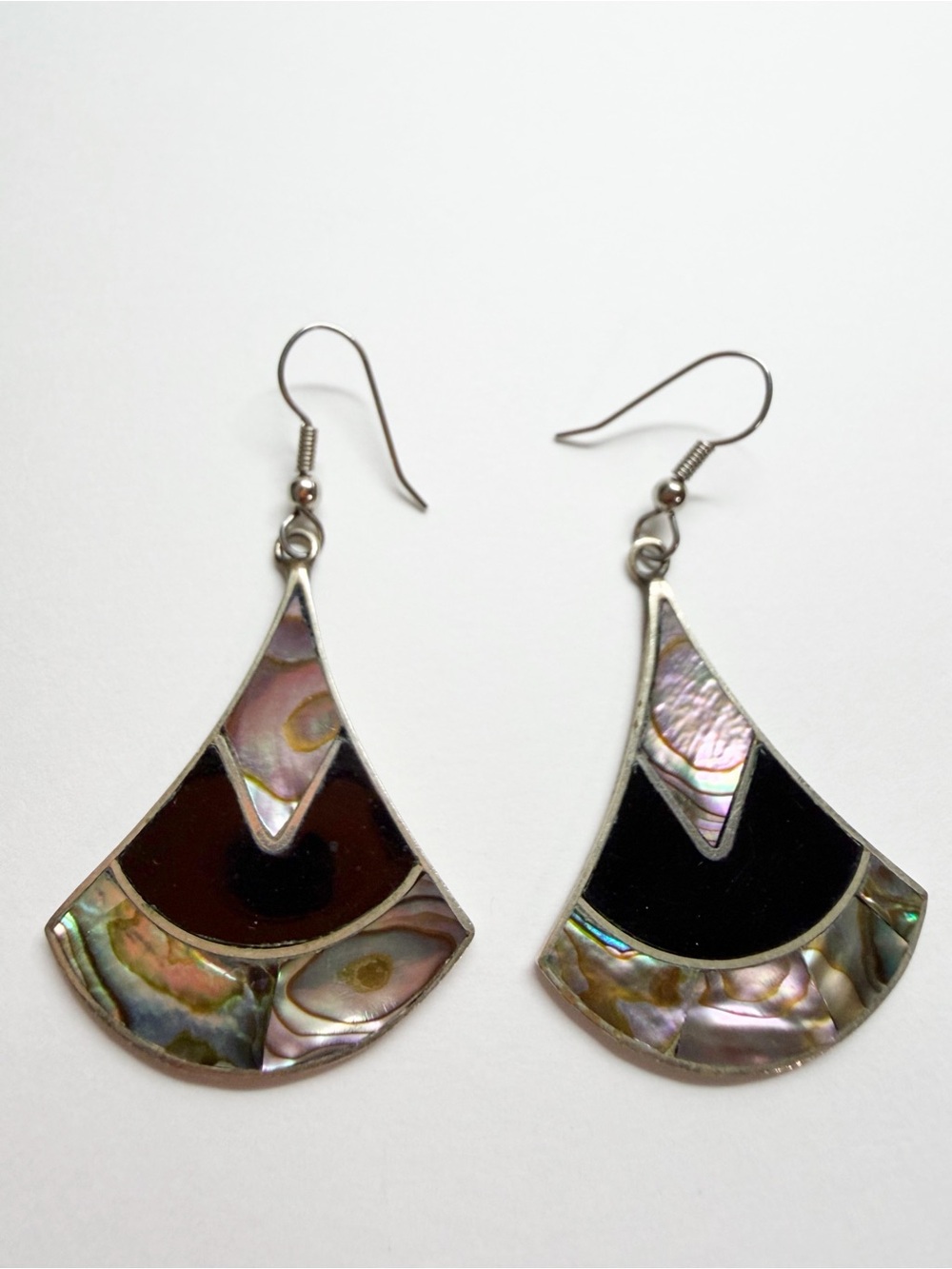 Abalone Shell Inlay Teardrop Dangle Earrings